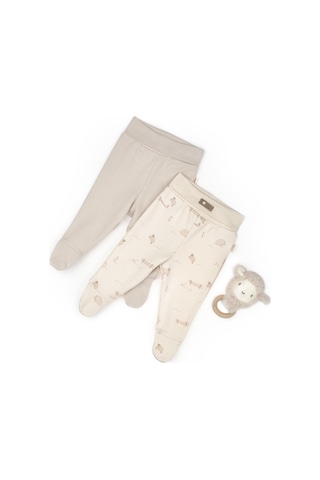 Bebek 2li Patikli Pantalon %100 Organik Pamuk , Bebek - Yenidoğan- Csy8179 Ekru