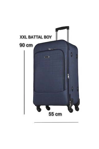 Xxl Battal Boy Dev Boy 90 Cm Körüklü Kumaş Valiz & Bavul Lacivert