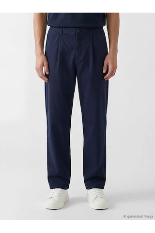 Lc Waikiki Lacivert Standart Kalıp Gabardin Pileli Erkek Pantolon