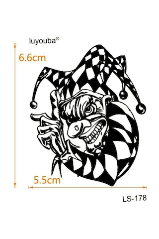 Geçici Dövme Joker Palyoço Soytarı Su Geçirmez Geçici Ufak El Kol Dövmesi Tattoo