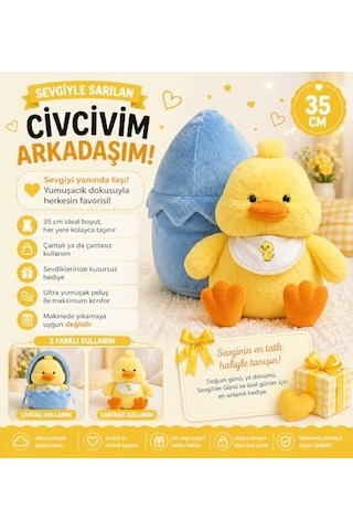 Özgüner Sürpriz Yumurta Civcivino Yumurtadan Çıkan Sevimli Peluş Civciv Çocuklar İçin Koleksiyonluk Oyuncak Hediye Ve Eğlenceli Sürpriz Mavi 000 Açık Krem