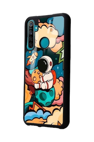Oppo Real Me 5i Baby Astronaut Tasarımlı Glossy Telefon Kılıfı Siyah