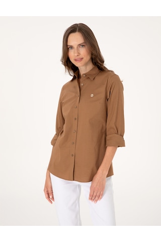 Pierre Cardin Kadın Camel Gömlek Desenli 50313589-vr015 CAMEL