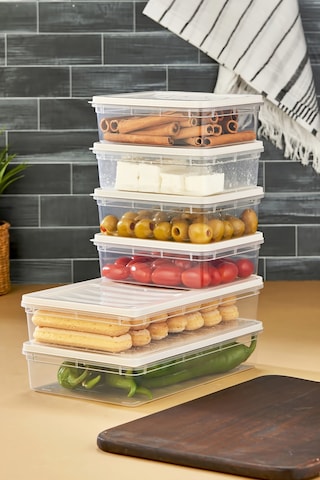 Multi Box 6 Parça 2 Farklı Boy Saklama Kabı Seti - Dondurucu & Mikrodalga Uyumlu Krem