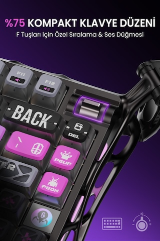 Gravastar Mercury K1 Pro Rgb Alüminyum Çerçeveli Kablosuz Mekanik Gaming Klavye