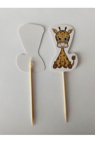 30 Adet Dekoratif Karton Sevimli Zürafa Şeklinde Pasta Kürdanı 6,5 Cm