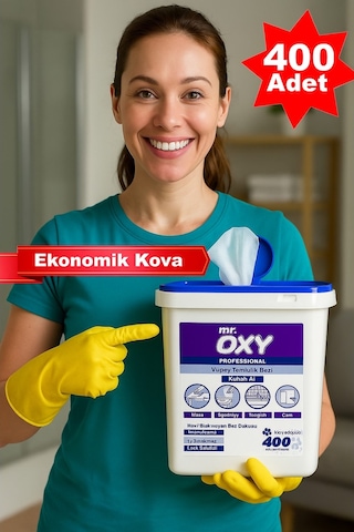 Mr.oxy Mr. Oxy Profesyonel Yüzey Temizlik Mendili 400'lü Tekli