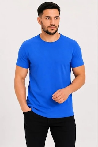 Defymoda Erkek Basic Tişört Bisiklet Yaka Kısa Kol Günlük Yazlık Slim Fit T-shirt - Saks Mavisi