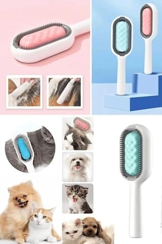 Kedi Köpek Masajlı Silikon Tüy Temizleme Toplama Fırçası, Islak Mendil Aparatlı