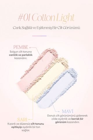 Dasique Ton Eşitleyici & Sabitleyici Fırınlanmış Pudra Correcting Finish Powder 01 Cotton Light