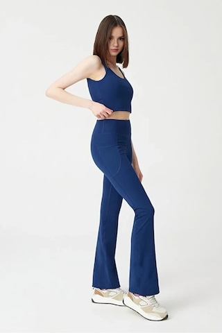 Cloudymood Kadın Yüksek Bel Toparlayıcı Çift Cepli Ispanyol Paça Lacivert Tayt Bootcut Lacivert - 880905440 Lacivert