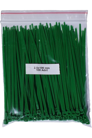 Plastik Kablo Bağı Yeşil 2,5 x 100 mm Cırt Kelepçe 100 Adet Plastik Kablo Bağı Yeşil 2,5 x 100 mm Cırt Kelepçe 100 Adet
