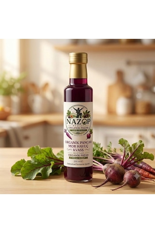 Organik Pancar & Mor Havuç Kvass 250 Ml.x 12 Adet