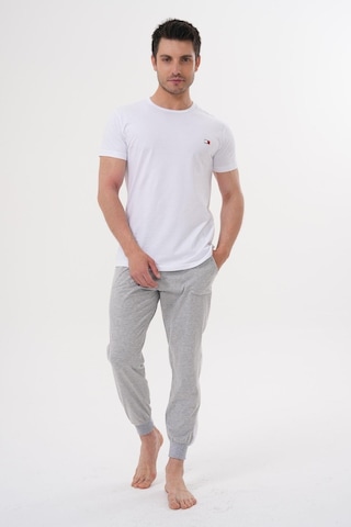 Mecit 4000 Beyaz Gri Erkek Büyük Beden Pijama Takımı Gri