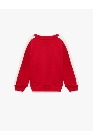 Koton Pamuklu Uzun Kollu Bisiklet Yaka Baskılı Sweatshirt Kırmızı 7wmb10054tk