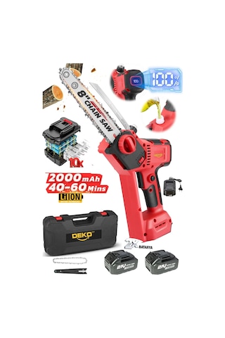 Deko DKR2100DJ 10 Pilli 21 V Kömürsüz Motor Akülü Dal Budama Kesme Makinesi