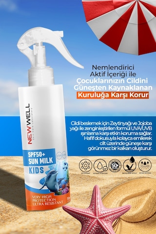 New Well Yüksek Koruyuculu Çocuk Güneş Sütü SPF50+ 150 ML