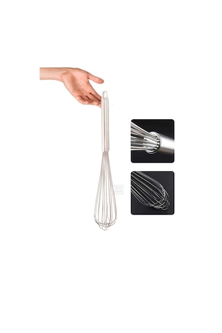 Sos Çırpma Teli Paslanmaz Yumurta Çırpıcı Çikolata Çırpıcı Krema Çırpıcı Çelik Saplı 25 Cm Gri