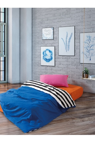 Cozy Home Popping Colors Tek Kişilik Lastikli Çarşaflı Nevresim Takımı Dusk Mavi