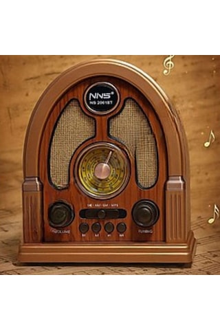 Orta Boy Kubbe Model Retro Ahşap Tasarım Bluetooth Hoparlörlü Radyo Fm/am Destekli, Şarjlı Ve Taşınabilir Radyo Ns-7061 5570