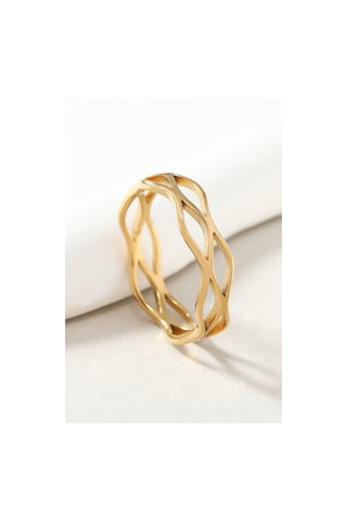 Chavin Çelik Gold Sarmal Model Bayan Yüzük Ev29sr 001