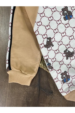 Panda Baskılı Relaxed Eşofman Takımı Sütlü Kahve