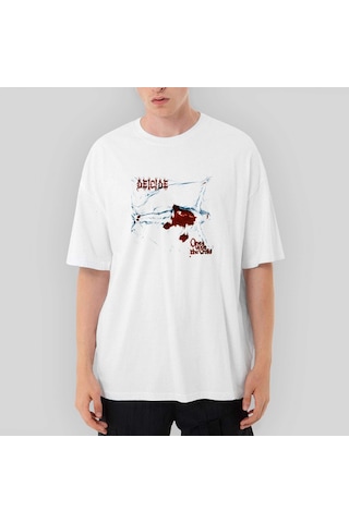 Deicide Once Upon the Cross Oversize Beyaz Tişört Beyaz