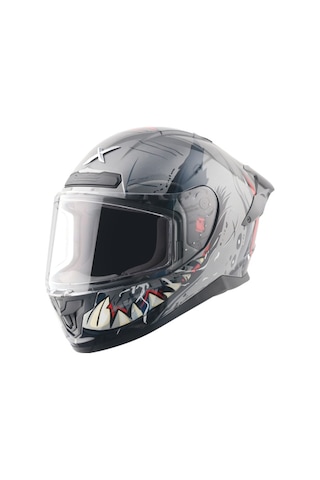 Axor Saber Savage - Athena Grey Grey Ece 22.06 Kapalı Kask Gri - Titanyum