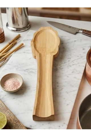 Bambu Çiçek Kaşık Altlığı / Kaşıklık Açık Ahşap