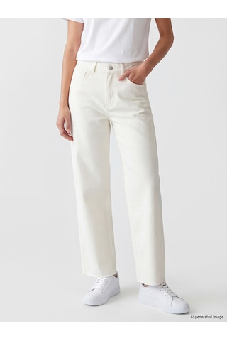 Lcw Modest Ekru Regular Fit Kadın Jean Pantolon