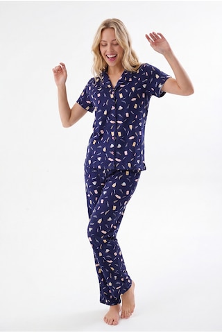 Nbb Kadın Lacivert Sweet Dreams Önden Düğmeli Pijama Takımı