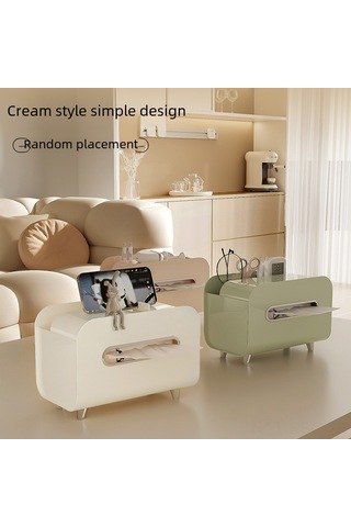 Springsun Mutfak Ve Oturma Odası Kullanıma Uygun Çok Fonksiyonlu Tissue + Kumanda Tutucu Sakura Pembe Light Luxury Stil Masaüstü Organizer Kutusu