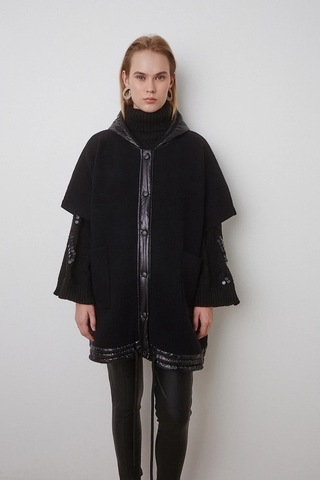 Bsb Kapüşonlu Siyah Kadın Pelerin 050-262003 001