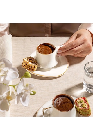 Nehir Angela 6 Kişilik 12 Parça Porselen Kahve Fincan Takımı