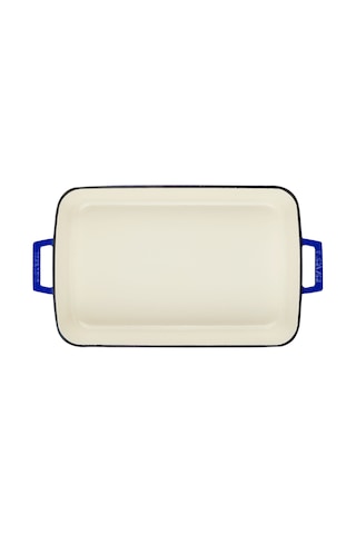 Lava Döküm Dikdörtgen Rosto Ve Fırın Tepsisi Ölçü 26x40cm. Döküm Demir Yekpare Çift Kulplu Edition Serisi - Mavi Mavi