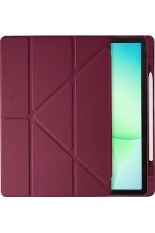 Samsung Galaxy Tab A11 Plus 2025 Kılıf Uyumlu Standlı Kalem Bölmeli Akıllı Trifolding Kapak Sm-x230 Mürdüm