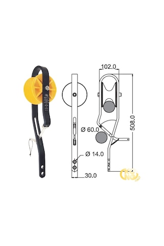 Kong Rolley Single 30 Kn Teleferik Tahliye Makarası En 12278 Uıaa Onaylı 83301np00kk Sarı