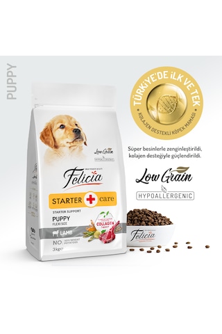 Felicia Düşük Tahıllı Kuzu Etli Küçük ve Orta Irk Yavru Köpek Maması 3 KG