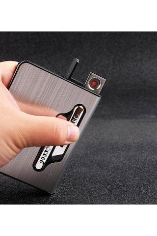 Şarj Edilebilir Usb Çakmak Sigara Taşıma Kutusu Metal Gövde Arc Ateşleme 20 Li