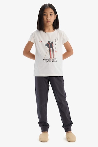 DeFacto Kız Çocuk Pijama Takımı Baskılı Kısa Kollu Üst Esnek Belli Uzun Alt E0541A825SMER85