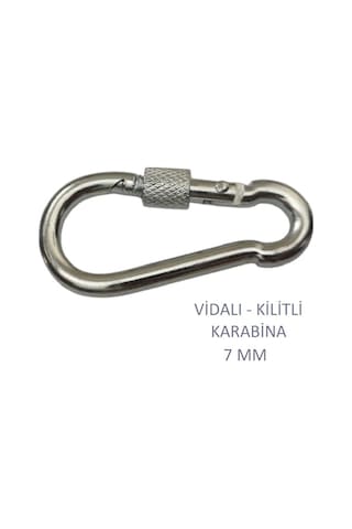 Galvanizli Vidalı Kilitli Karabina, 7 Mm, Askı, Çengel, Kanca, Anahtarlık