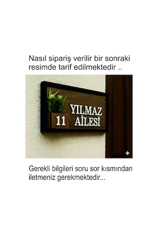 Pey Aksesuar Kişiye Özel Çiçekli Ahşap Kapı Numarası Kapı Süsü Kahverengi