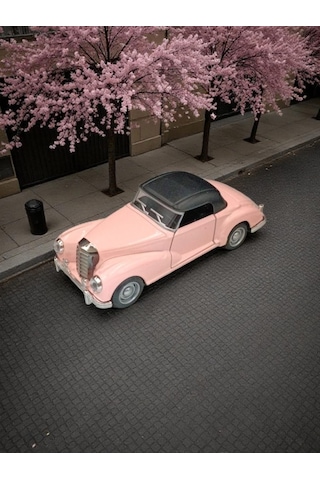 Nostaljik Klasik Çek Bırak Pembe Metal Araba Koleksiyonluk Metal Model Diğer