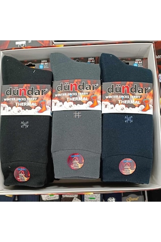 Dündar Erkek Plus Havlu Thermal Kışlık Çorap 7019 - 6 Adet Karışık Renk Çok Renkli