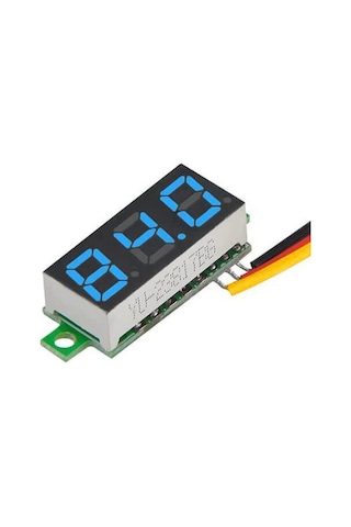 0.28'' inch Dc 0-100V Mini Digital Voltmetre 3 Kablolu Mavi