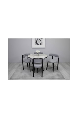 Familieconcept Nova Yuvarlak 4 Kişilik Masa Sandalye Takımı Beyaz