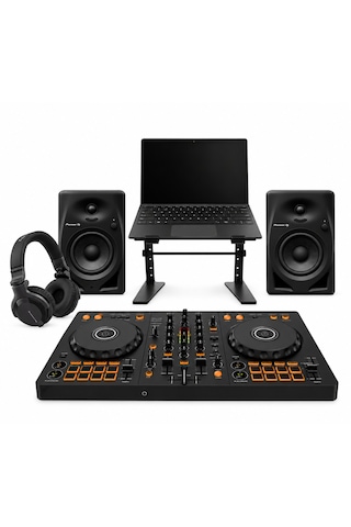 Pioneer Dj Ddj-flx4 - Dm-40d Monitör Hoparlör Çift - Hdj-cue1 Dj Kulaklığı - Dj Stand - Dj Başlangıç Seti