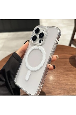 Apple Uyumlu iPhone 16 Pro Magsafe Kablosuz Şarj Destekli Şeffaf Kılıf