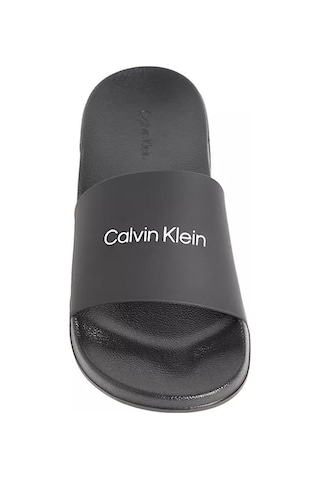 Calvin Klein Erkek Marka Logolu Şık Görünüşlü Tek Bantlı Kalın Tabanlı Kaymaz Rahat Dayanıklı Terlik-14975 Siyah
