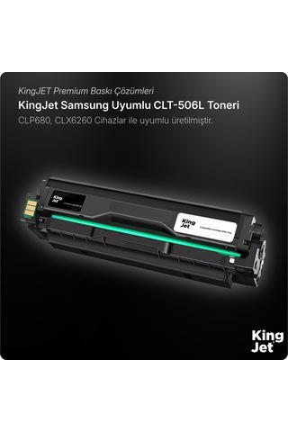 Kingjet Samsung Uyumlu Clt-k506l Yüksek Kapasiteli Siyah Black Çipli Uyumlu Toner Clx-6260fw
